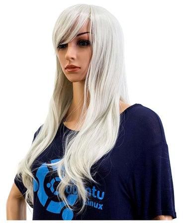 Wave Curly Synthetic Hair Wig Silvery White 26inch