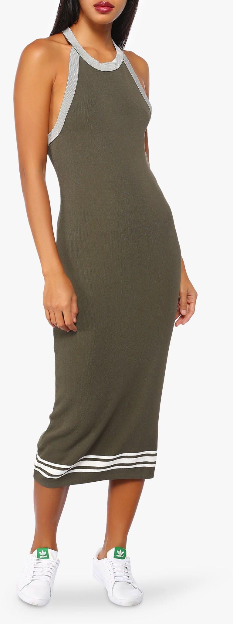 Olive Green Fitted Jersey Dress