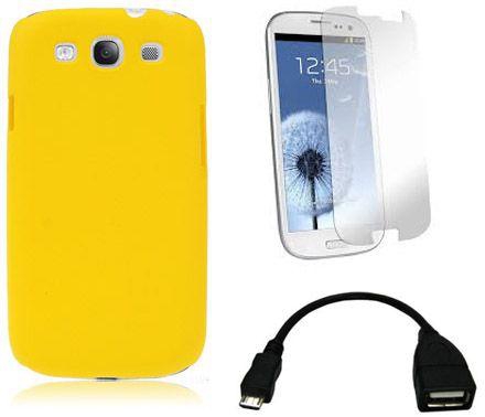 Rubberized Matte hard case with Screen Protector and USB connector for Samsung Galaxy SIII/i9300