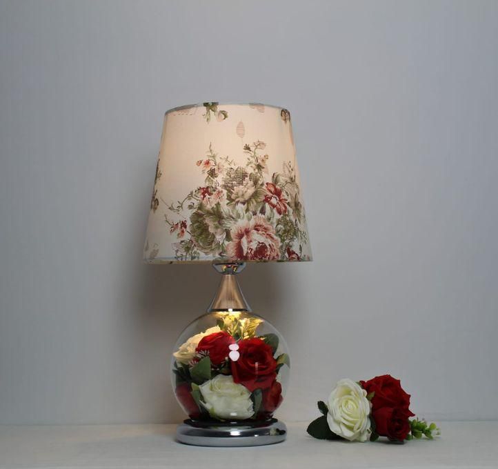 Table Lamp Decorative Bouquet Of Roses Modern Modern Design Silver Metal Clear Glass Height 45 Cm Flax Shawa Painted Color