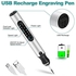 Engraving Pen, Electric Engraving Tool Kit, Micro Cordless USB Rechargeable Etching Pen for DIY Art Carving Glass Wood Metal Stone Plastic Nails Jewelry