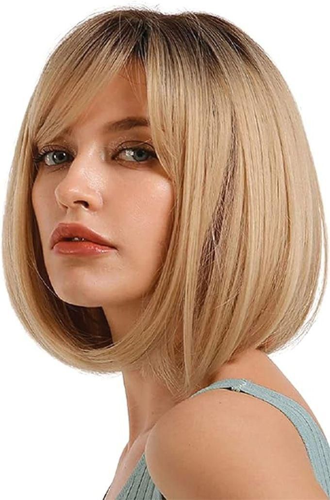 Short Straight Golden Synthetic Hair Wig