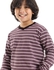 Andora V-Neck Striped White, Black & Purple Sweatshirt