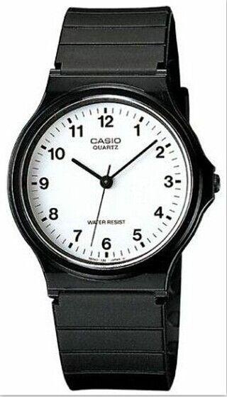Casio Unisex Classic Analog Quartz White Dial Black Resin Band Watch Water Resistant [MQ-24-7B]