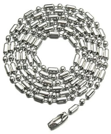 1.5mm-4mm 10"-100" Silver Stainless Steel Ball & Oval Bead Necklace Chain HN14