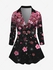 Plus Size V Neck Floral Print Button Up Shirt - 5x | Us 30-32