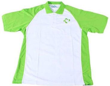 قميص أساسي سادة برقبة بولو أبيض/أخضر