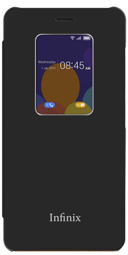 S-View Infinix Cover for Infinix Note 2 X600 - Black Plus Dl3 Mobilk Glass Screen Protector