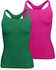 Silvy Set Of 2 Tank Tops For Women - Green / Fuchsia, X-Large