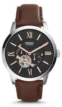 Fossil Townsman Men'S Black Dial Leather Band Automatic Watch Me3062, Analog
