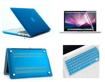 3 in 1 Matte Cyrstal Plastic Hard Case, Silicon Keyboard US Layout and Screen Guard for MacBook Air 13 Inch [Aqua Blue]