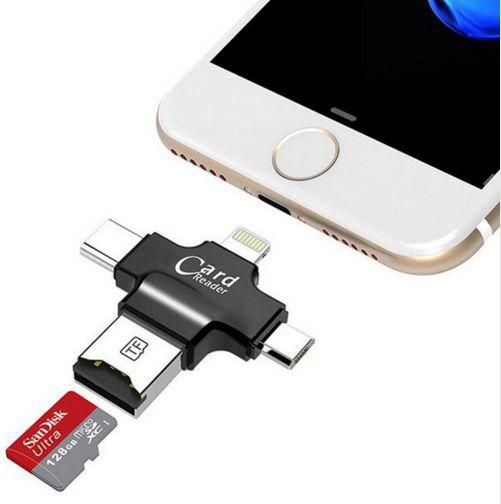 4 in 1 USB OTG TF Micro SD Card Reader Adapter for Lightning For iPhone 7 for Android Type C for Samsung