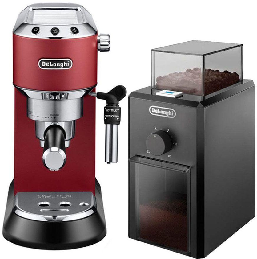 Delonghi Beans Espresso Machine,Red - EC685.R + DeLonghi Coffee Grinder KG79