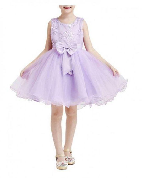 Yoliyolei Bowknot With Bubble Embroidery Dress -Purple