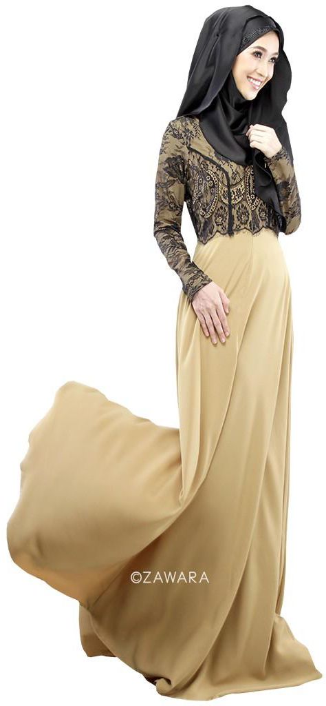 Lace Embellished Top Muslim Dress - 3 Sizes (3 Colors)