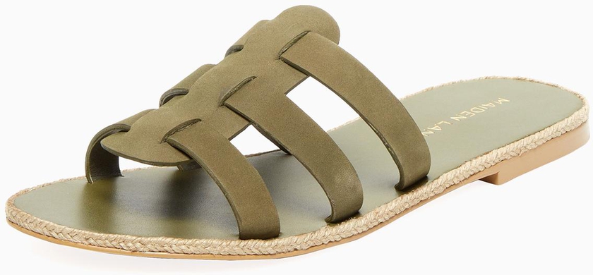 Maiden Lane - Women's Flat Leather Slip-On Sandals