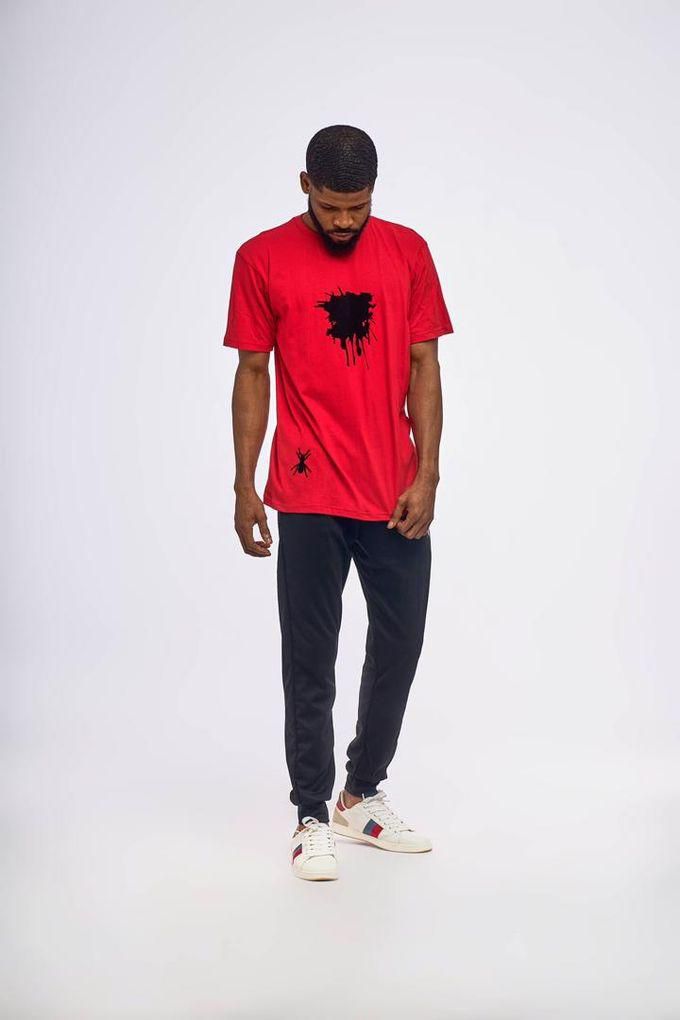 Mens Fashion Top And Joggers With Free Cap Red
