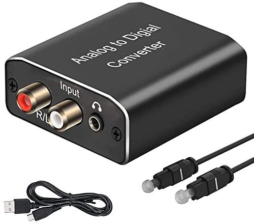 Analog to Digital Audio Converter, RCA R/L or 3.5mm Jack AUX to Digital Coaxial Toslink Optical SPDIF Audio Adapter for PS4 Xbox HDTV DVD Headphone