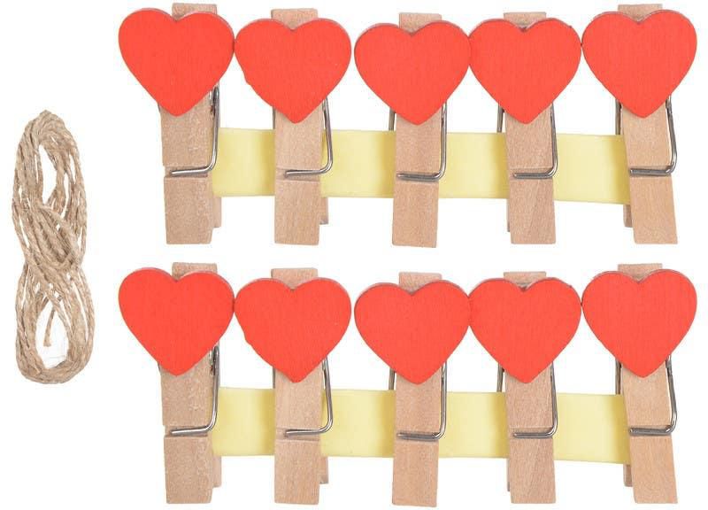 Get Mini Wooden Rope Clips Set, 10 Pieces, 3.5×1 cm - Red Wooden with best offers | Raneen.com