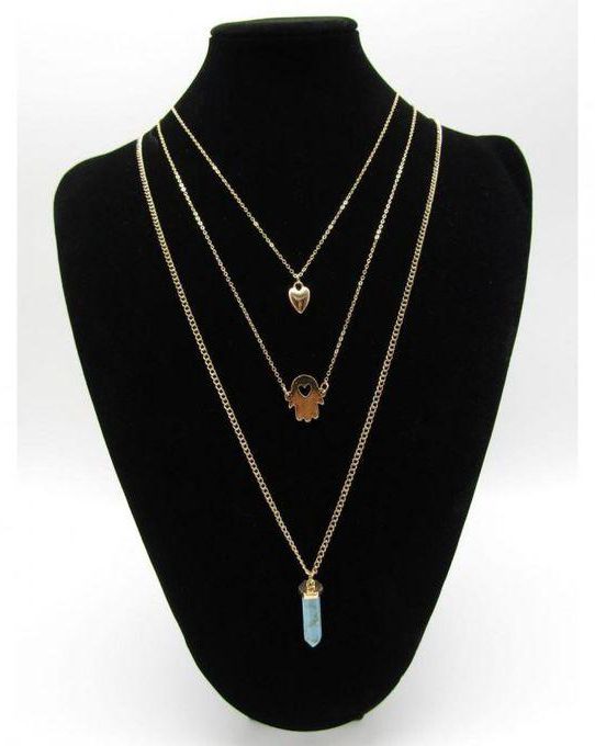 Generic Layered Necklace - Gold & Light Blue
