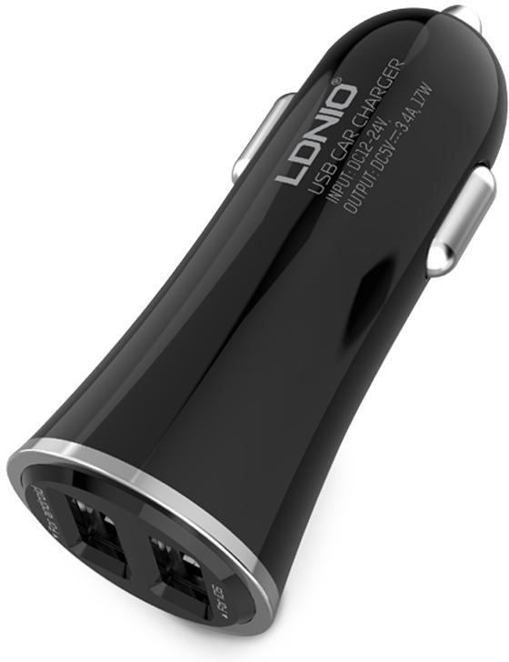 LDNIO DL-C28 3.4A 2 Ports USB Car Charger with Andriod Cable