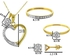 Vera Perla 18K Solid Gold Diamond Solitaire with Heart Jewelry Set, 4 Pieces