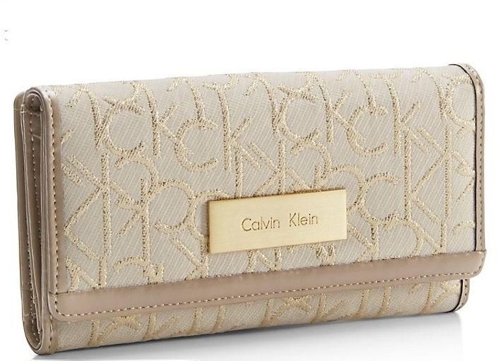calvin klein womens candice lurex mega flap wallet