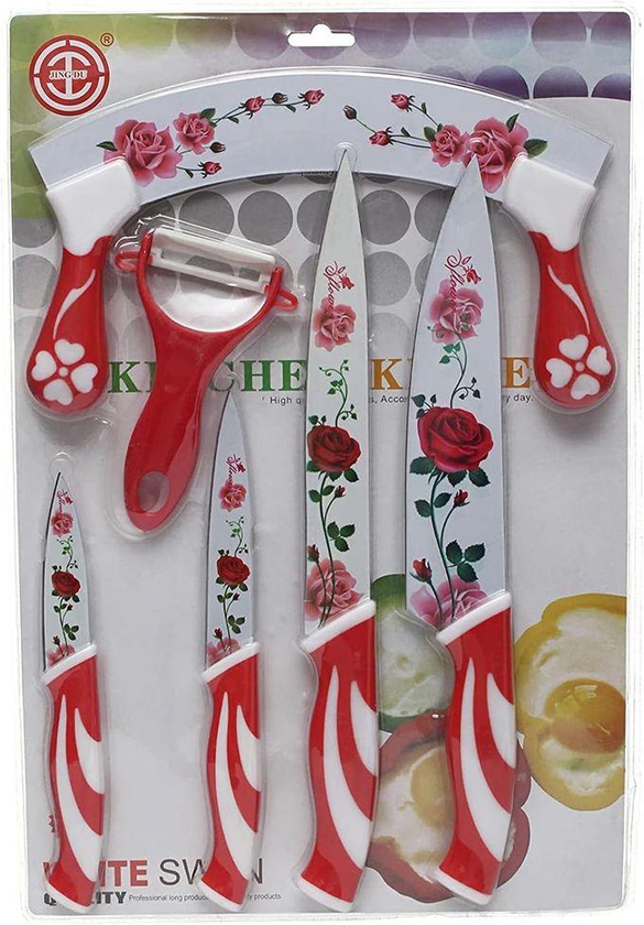 Knifes Set Of 6 Ceramic Chopper Scissor ,Peeler ,Lathe Multi Color