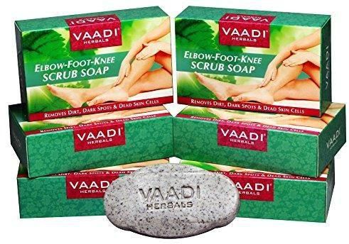 Vaadi Herbals Elbow Foot Knee Scrub Soap with Almond and Walnut Scrub pack of 6 75g each