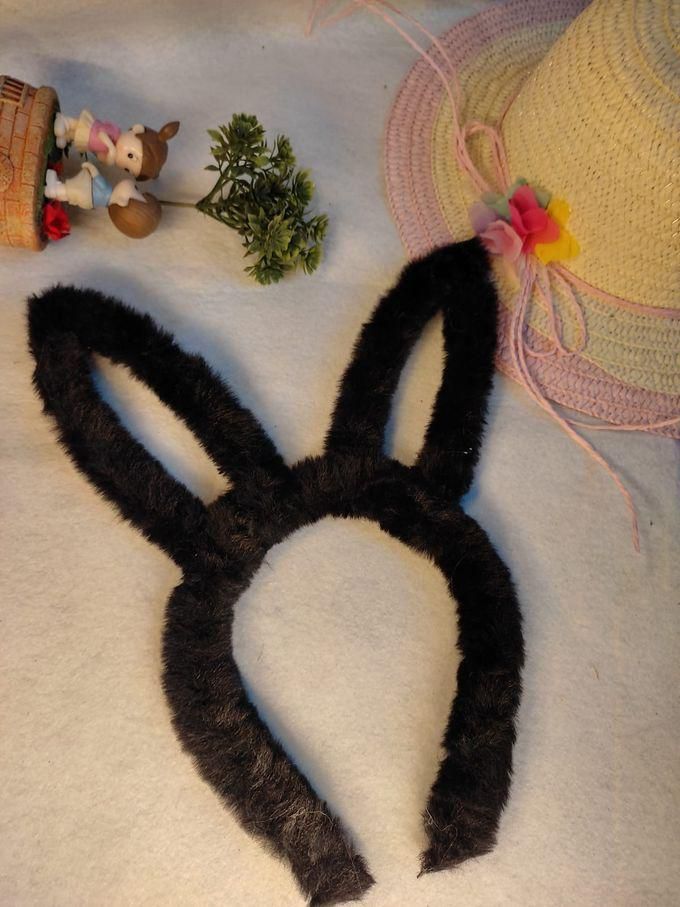 Rabbit Ears Cloth Headband Girls Hair Hoop Bands Accessories(Black)