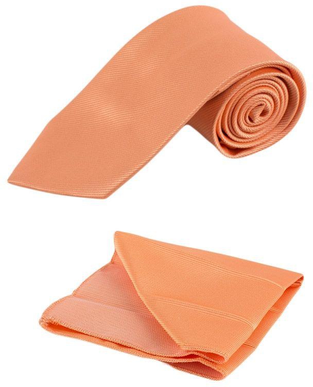 Shaphir Orange Men's Tie With Pocket Square/Pochette/Pocketchief
