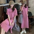 New style hooded casual dress mid-length ladies loose large size short-sleeved t-shirt skirt