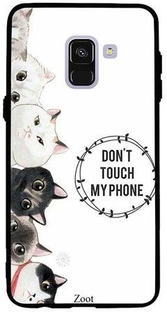 غطاء حماية واقٍ لهاتف سامسونج جالاكسي A8 غطاء حماية واقٍ لهاتف أوبو F7 بتصميم رسمة قطط ومطبوع بعبارة " Dont Touch My Phone"