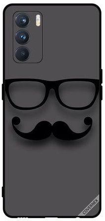 Protective Case Cover For Oppo K9 Pro Black Glass and Mustache