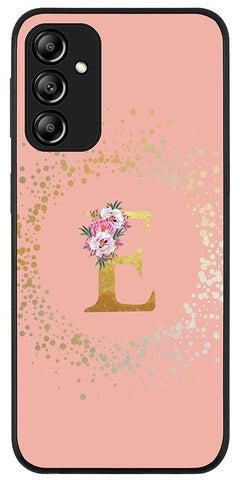 Rugged Black edge case for Samsung Galaxy A24 4G Slim fit Soft Case Flexible Rubber Edges Anti Drop TPU Gel Thin Cover - Custom Monogram Initial Letter Floral Pattern Alphabet - E - Rose Pink