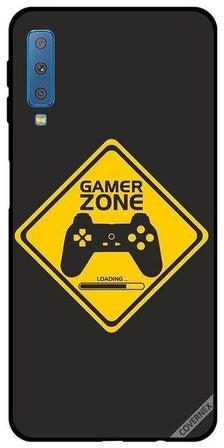 غطاء حماية واقٍ بطبعة عبارة "Gamer Zone Loading" لهاتف سامسونج جالاكسي A7 2018 أسود/ أصفر