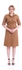 Blend Button Front Solid Color Cotton Dress - Size: XL (Camel)