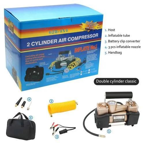Generic 628-4X4 Heavy Duty Tire Inflator Portable Air Compressor Dual Cylinder Direct Drive 12V