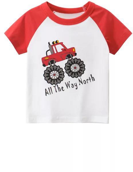 Boys Top Off-road Vehicle Printed Casual T-shirt 2-7Y - 6 Sizes (Blue - Red)