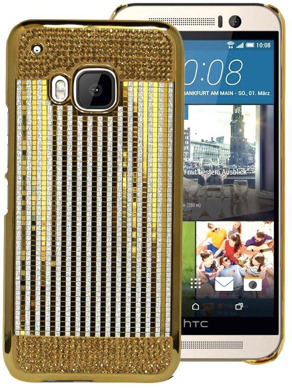HTC One M9 Sparkling Glitter Shining Hard Back Cover With screen protector - Gold MG46
