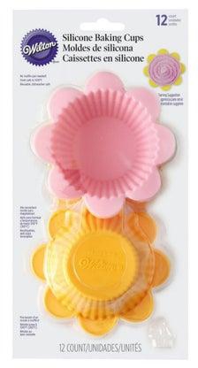 12-Piece Flower Shaped Baking Cup Set Pink/Yellow 12x5.08cm