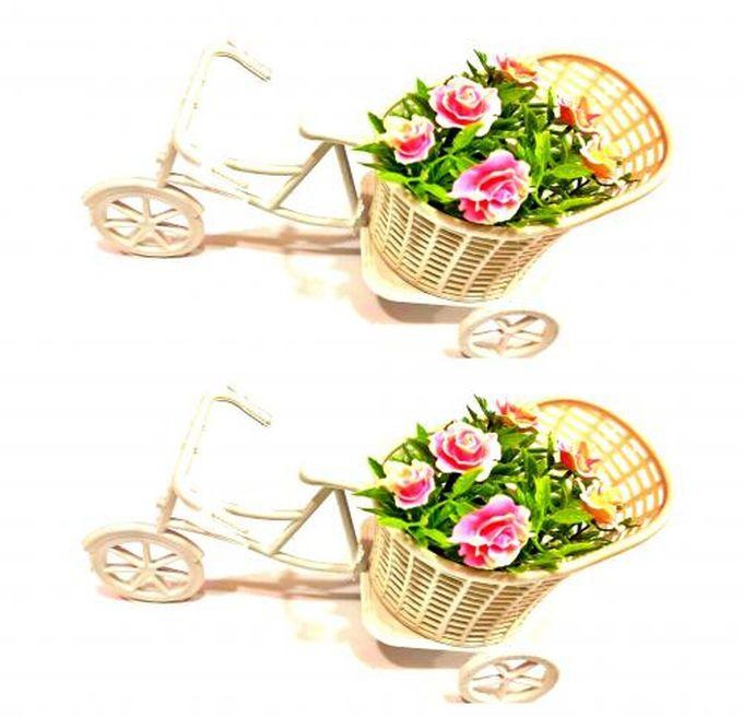 Artificial Small Flower Pot Set Of 2 Pieces Made In Turkey
