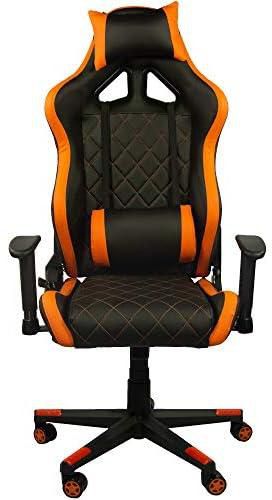 كرسي العاب من برو سيستم اوديوتيك، كرسي العاب مريح قابل للامالة يتميز بتصميم شبكي بلون برتقالي، فينيل