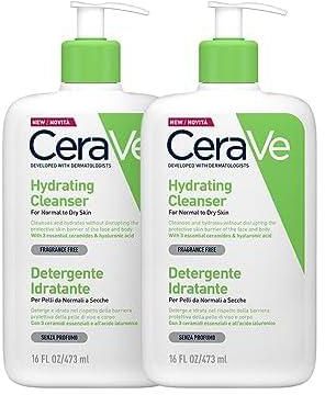 CeraVe Moisturising Cleansing Lotion for Face and Body, Normal to Dry Skin, with Hyaluronic and 3 Essential Ceramides, 2 x 473 ml