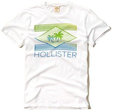 Hollister -Guys Printed Logo Graphic Tee - Men - White - M