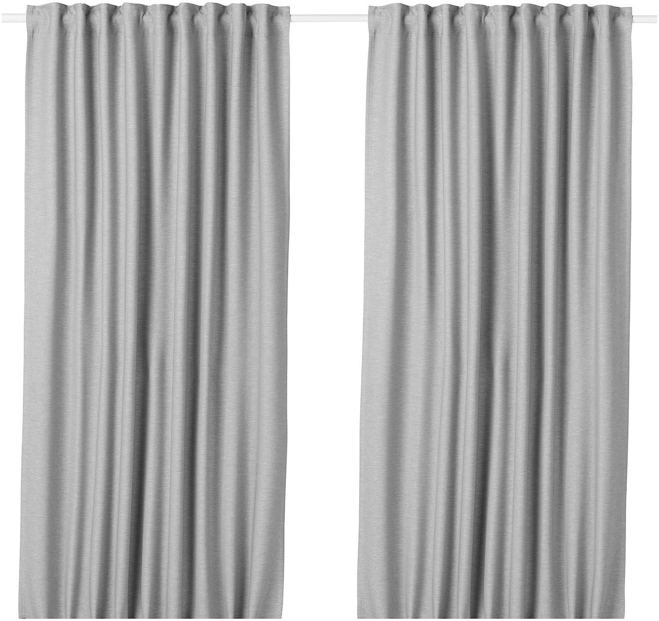 VILBORG Room darkening curtains, 1 pair - grey 145x300 cm