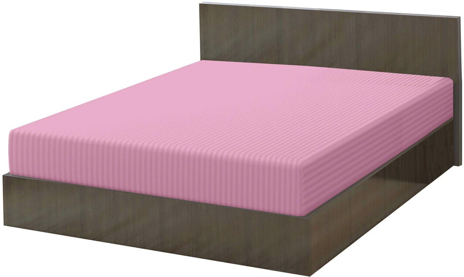 KLUB LINEN Stripe Microfiber  Baby Pink Fitted Sheet -Single 90 x 190 cm