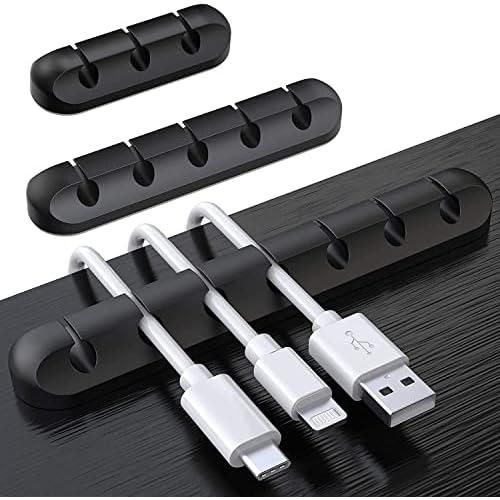 SOULWIT Cable Holder Clips, 3-Pack Cable Management Cord Organizer Clips Self Adhesive for Desktop USB Charging Cable Nightstand Power Cord Mouse Cable Wire PC Office Home