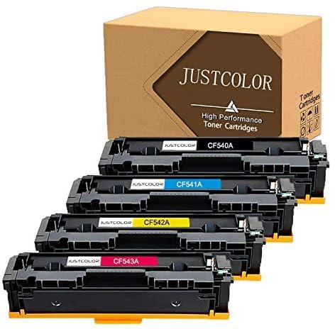 JUSTCOLOR Compatible Toner Cartridge Replacement for HP 203A CF540A CF541A CF542A CF543A Use for Color Laserjet M254dw M254nw MFP M280 M280nw M281cdw M281fdn M281fdw Printer (1BK 1C 1M 1Y, 4-Pack)
