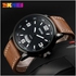 HONHX Men's Luxury Leather Waterproof Watches Quartz Chronograph Wristwatch